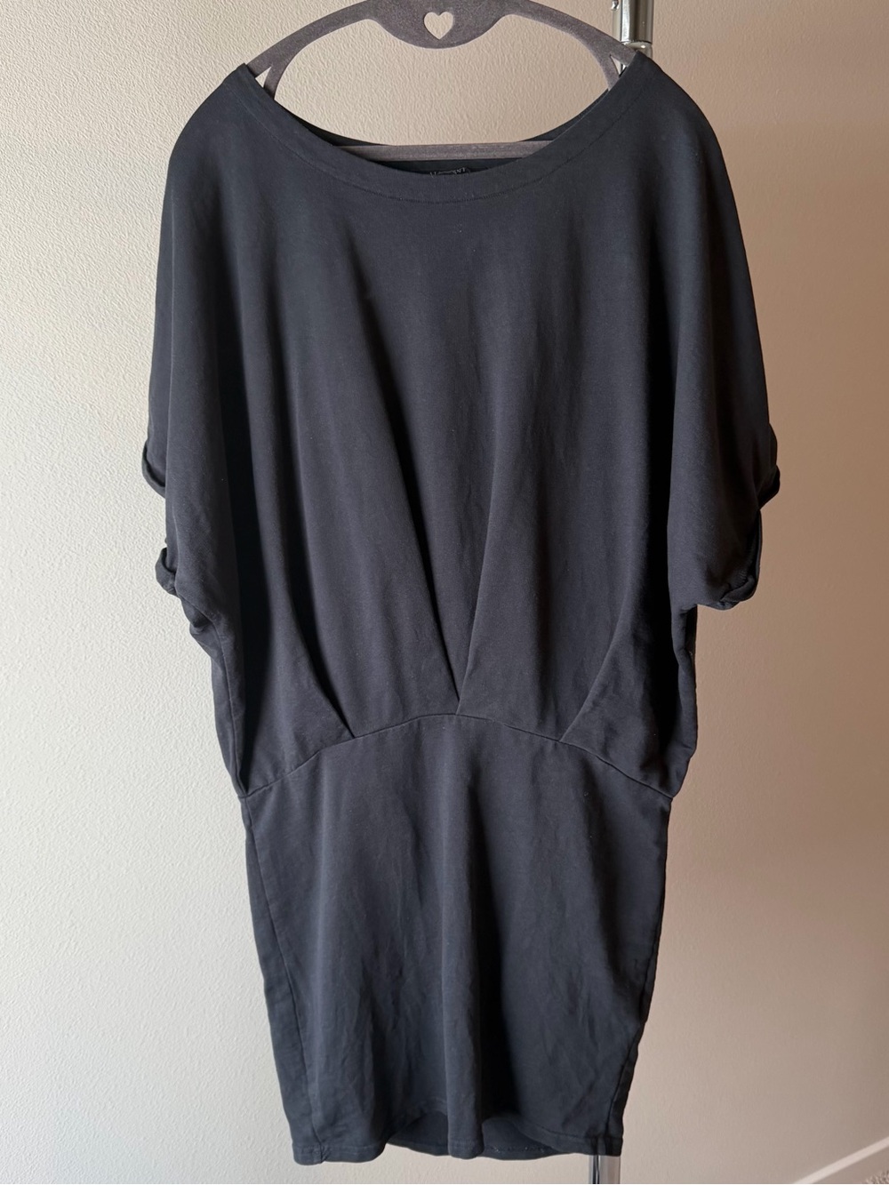 All Saints Lea Mal Size 6 Dolman Sleeve Dress in Washed Black 100% Cotton - Picture 2 of 11